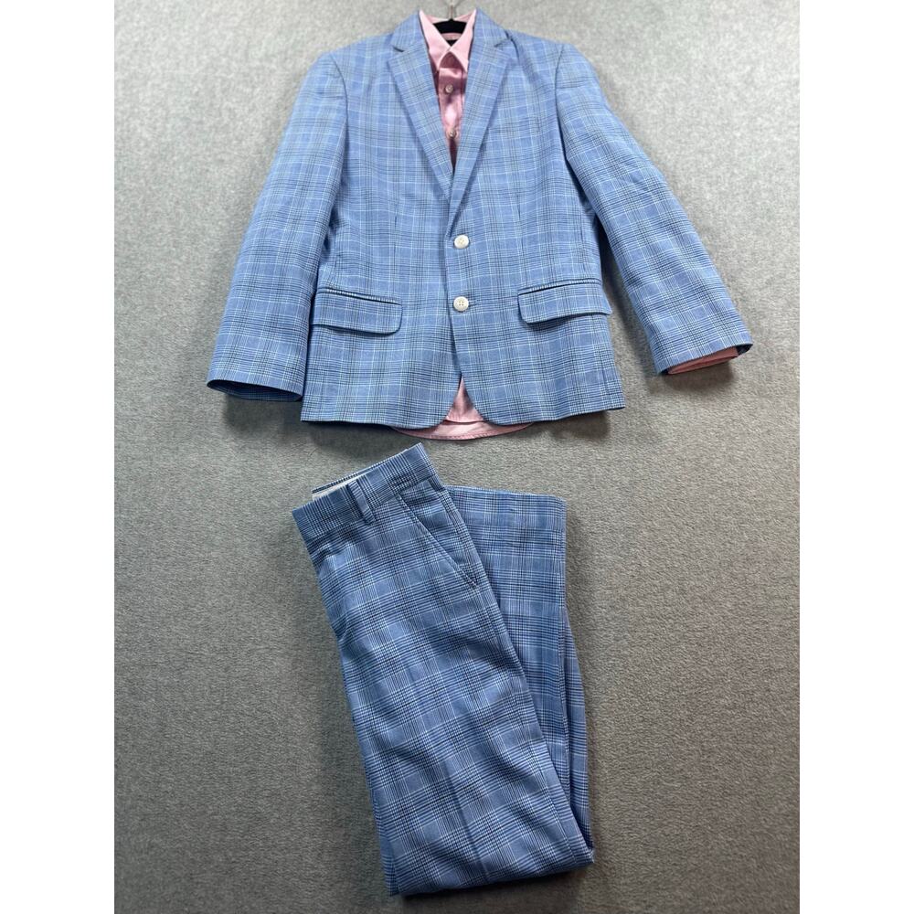 Tommy Hilfiger Blue Plaid Suit w/ Ralph Lauren Pink Shirt 3-Piece Set